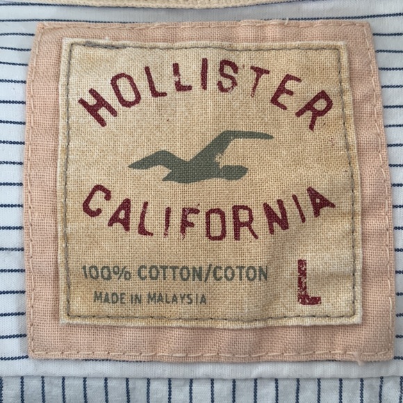 Mens white with blue stripe button up - Picture 2 of 3